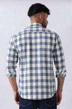 Slate Blue Dobby Check Casual Shirt Uri