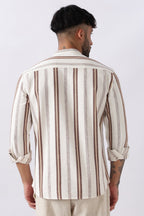 Off White Dobby Stripe Short Kurta Uri