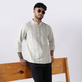 Ivory Green Dobby Stripe Short Kurta Uri