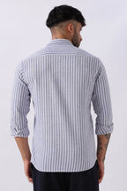 Light Violet Stripe Linen Blend Shirt