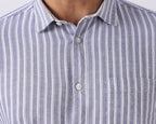 Light Violet Stripe Linen Blend Shirt