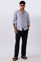Light Violet Stripe Linen Blend Shirt