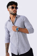 Light Violet Stripe Linen Blend Shirt
