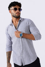 Light Violet Stripe Linen Blend Shirt
