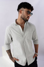 Pistachio Green Oxford Stripe Casual Shirt