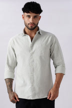 Pistachio Green Oxford Stripe Casual Shirt