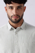 Pistachio Green Oxford Stripe Casual Shirt
