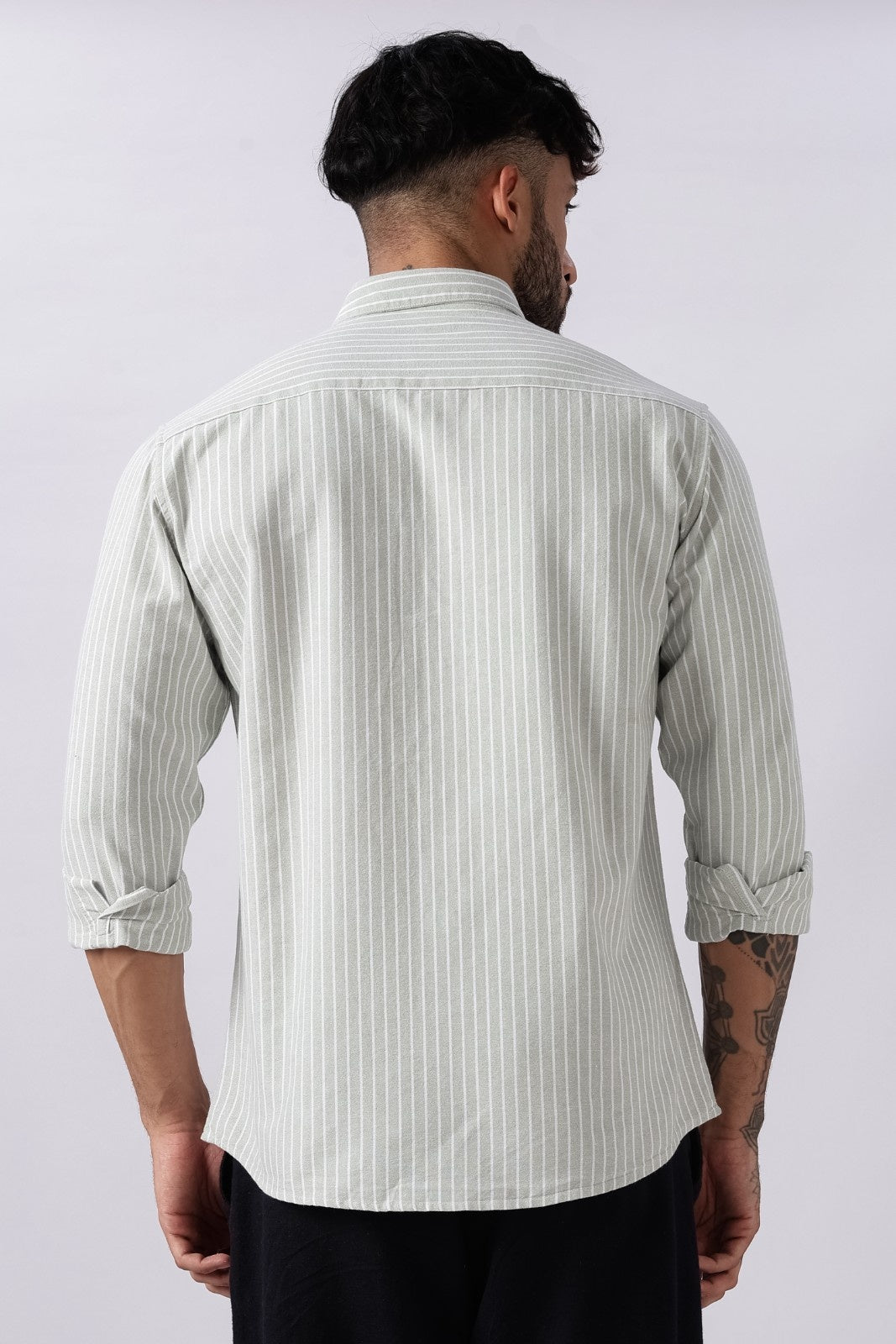 Pistachio Green Oxford Stripe Casual Shirt