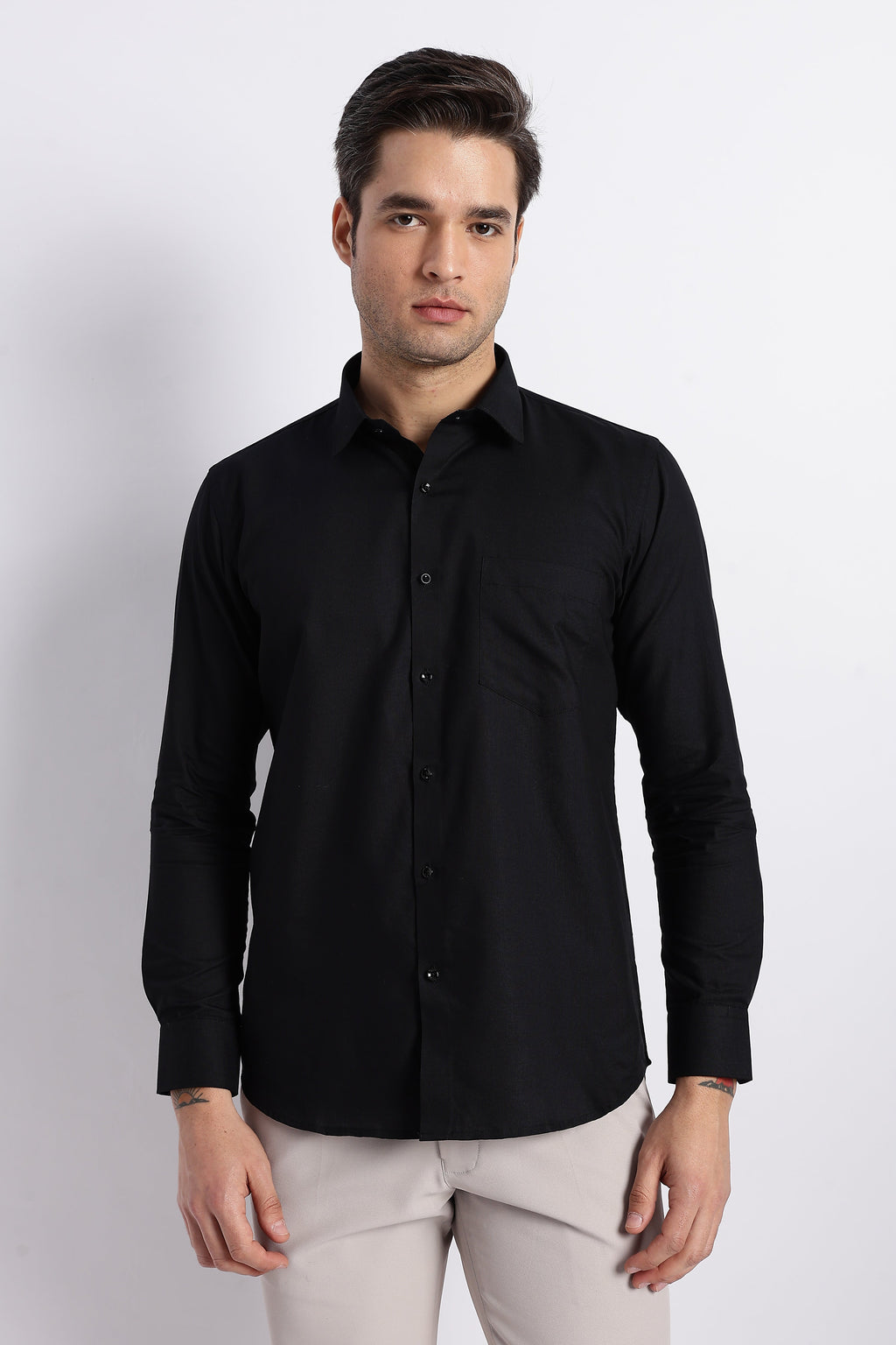 100% Pure Cotton Black Oxford Shirt for Men