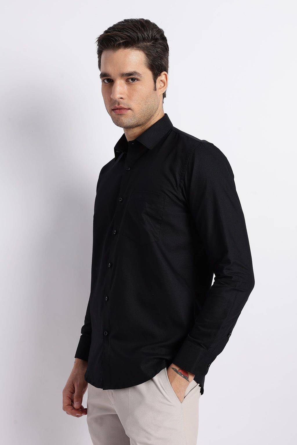 100% Pure Cotton Black Oxford Shirt for Men