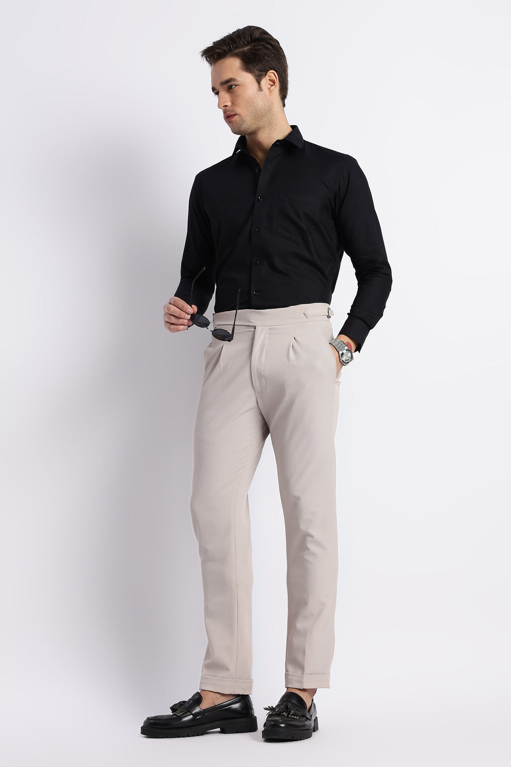 100% Pure Cotton Black Oxford Shirt for Men