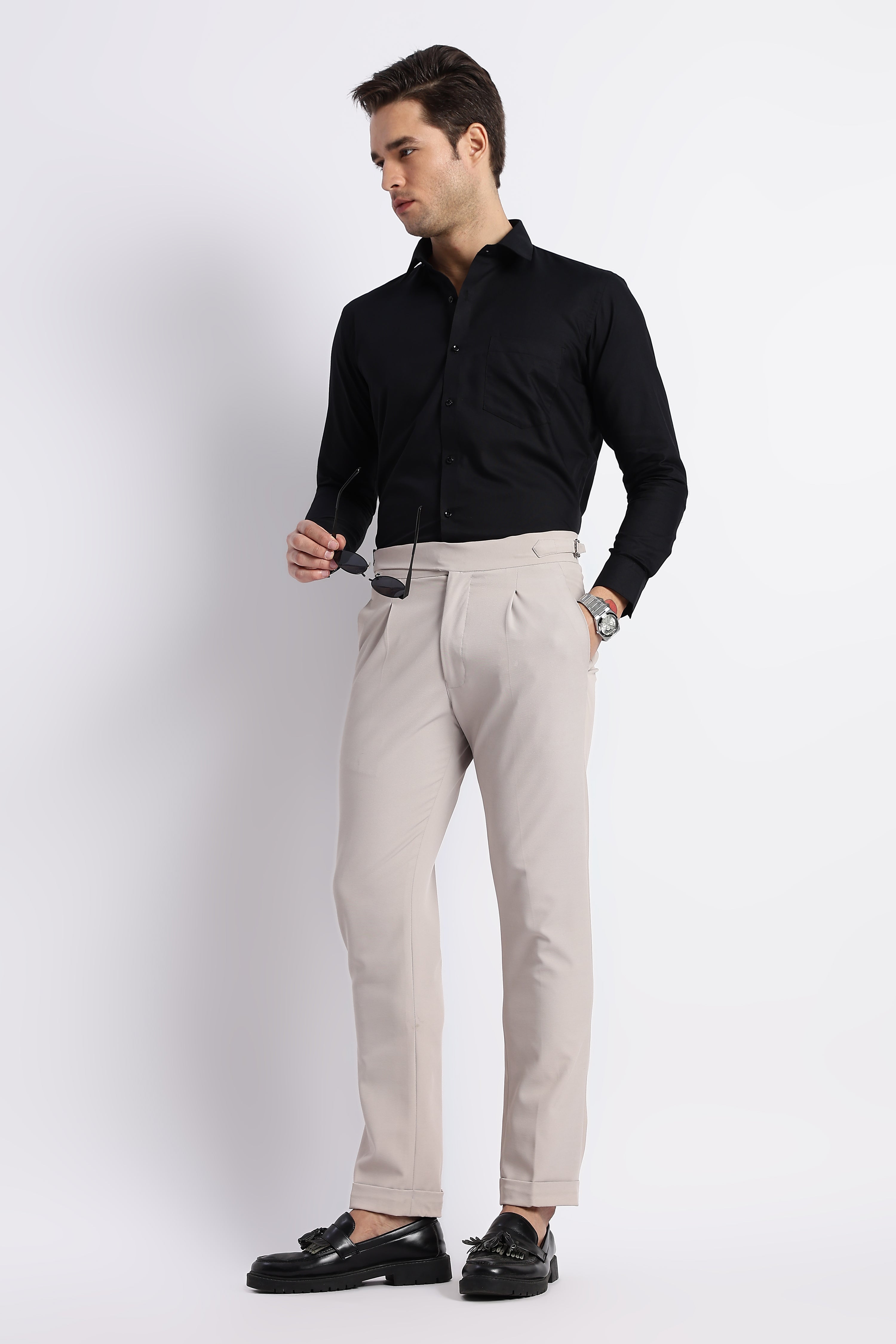 100% Pure Cotton Black Oxford Shirt for Men