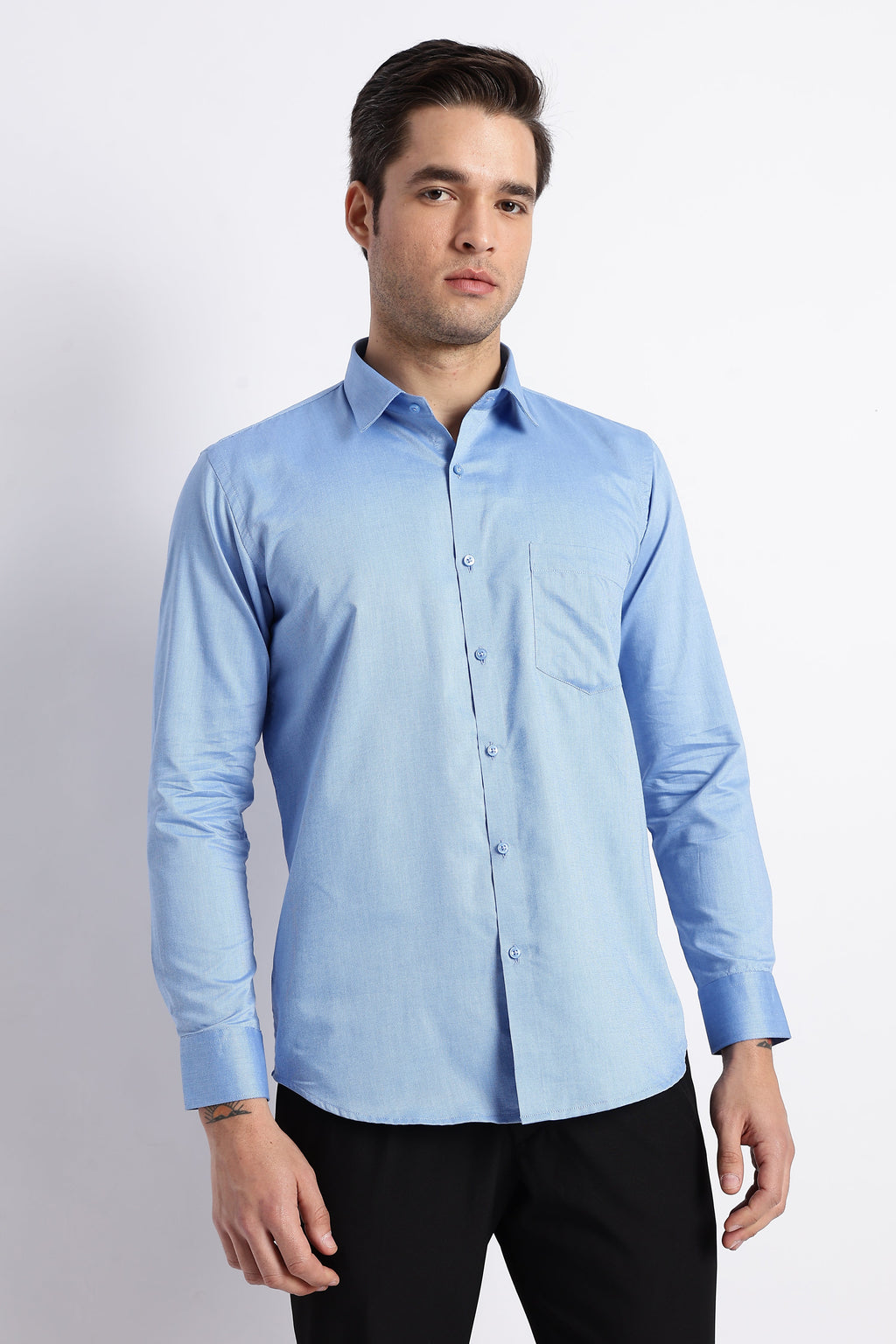 100% Pure Cotton Blue Oxford Shirt for Men