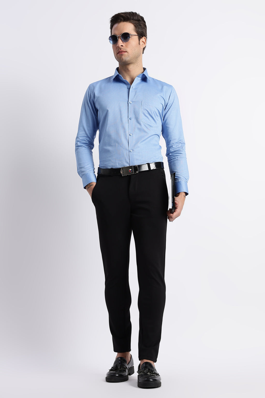 100% Pure Cotton Blue Oxford Shirt for Men