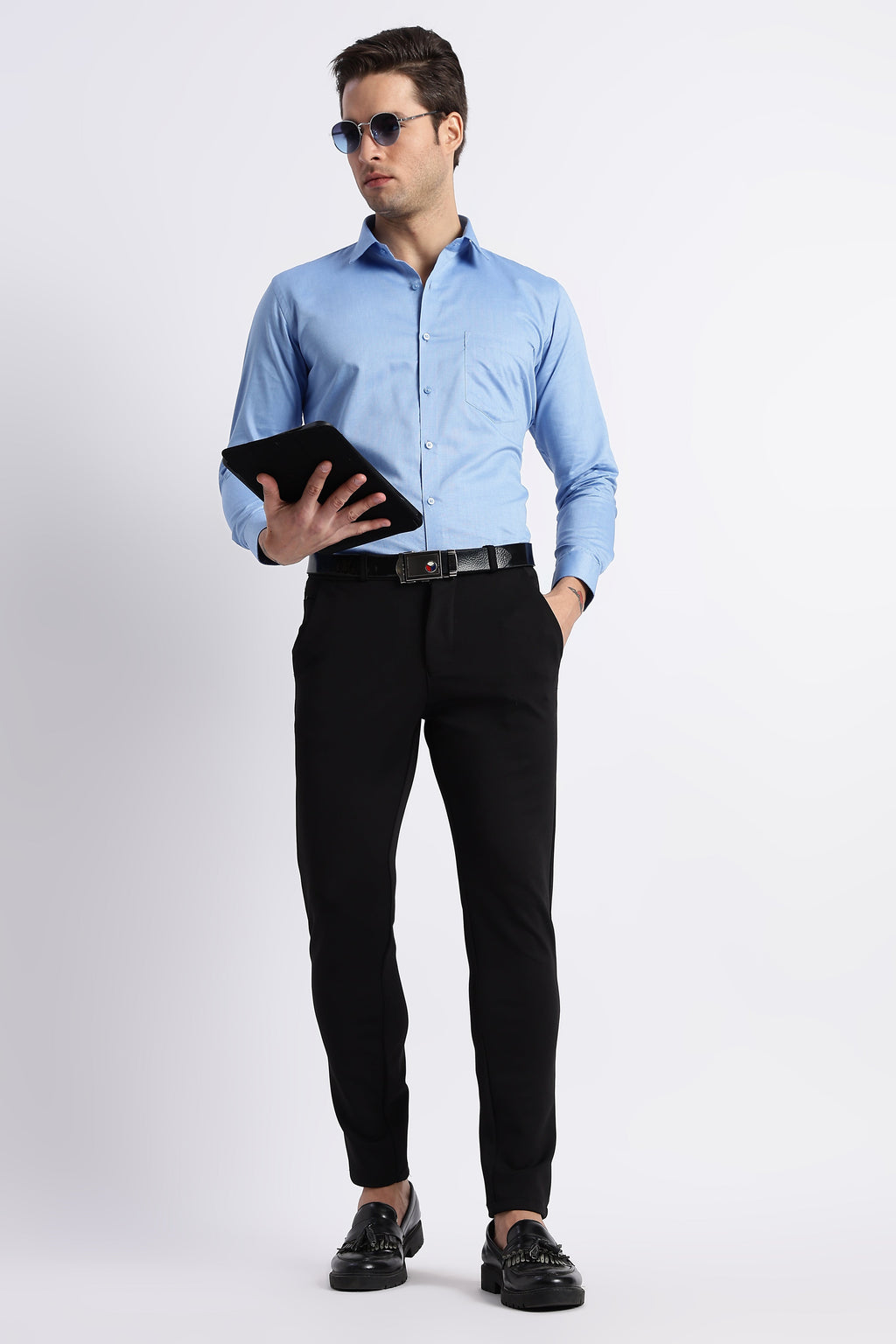 100% Pure Cotton Blue Oxford Shirt for Men