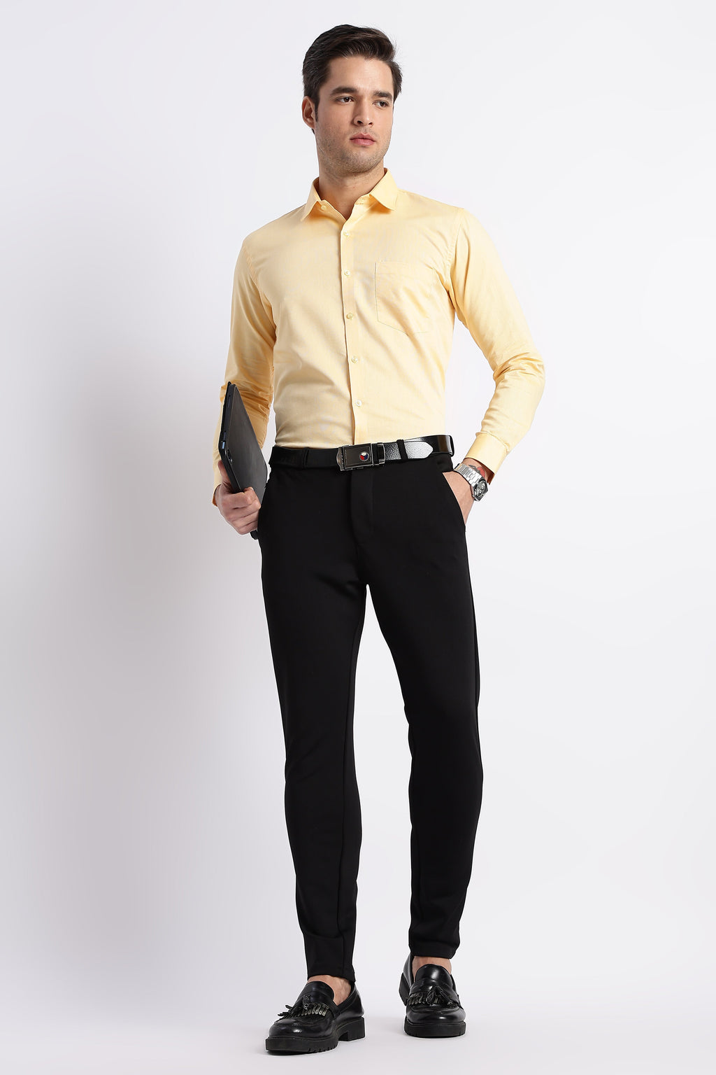 100% Pure Cotton Yellow Oxford Shirt for Men