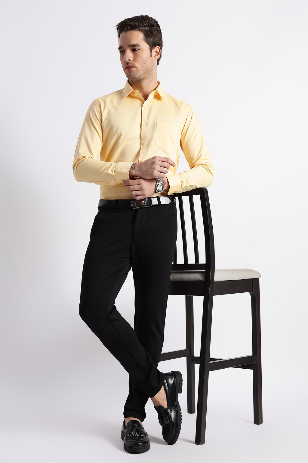 100% Pure Cotton Yellow Oxford Shirt for Men