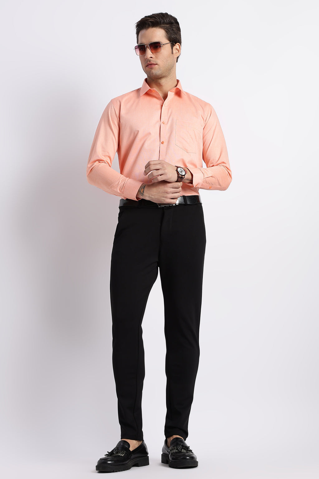 100% Pure Cotton Orange Oxford Shirt for Men