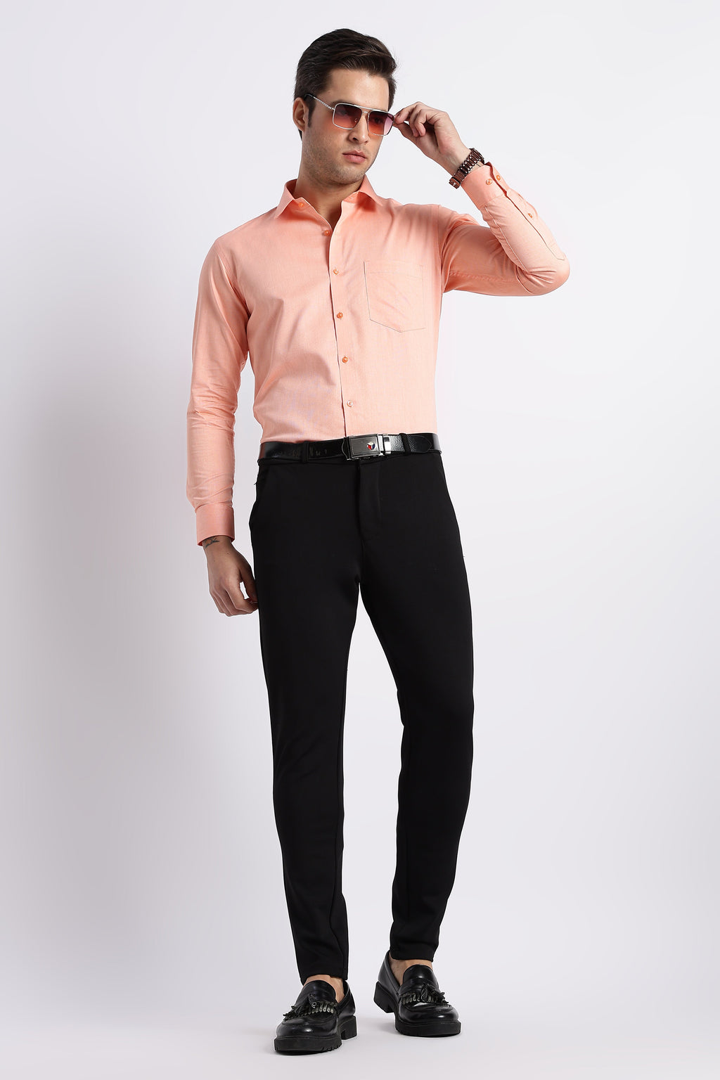 100% Pure Cotton Orange Oxford Shirt for Men