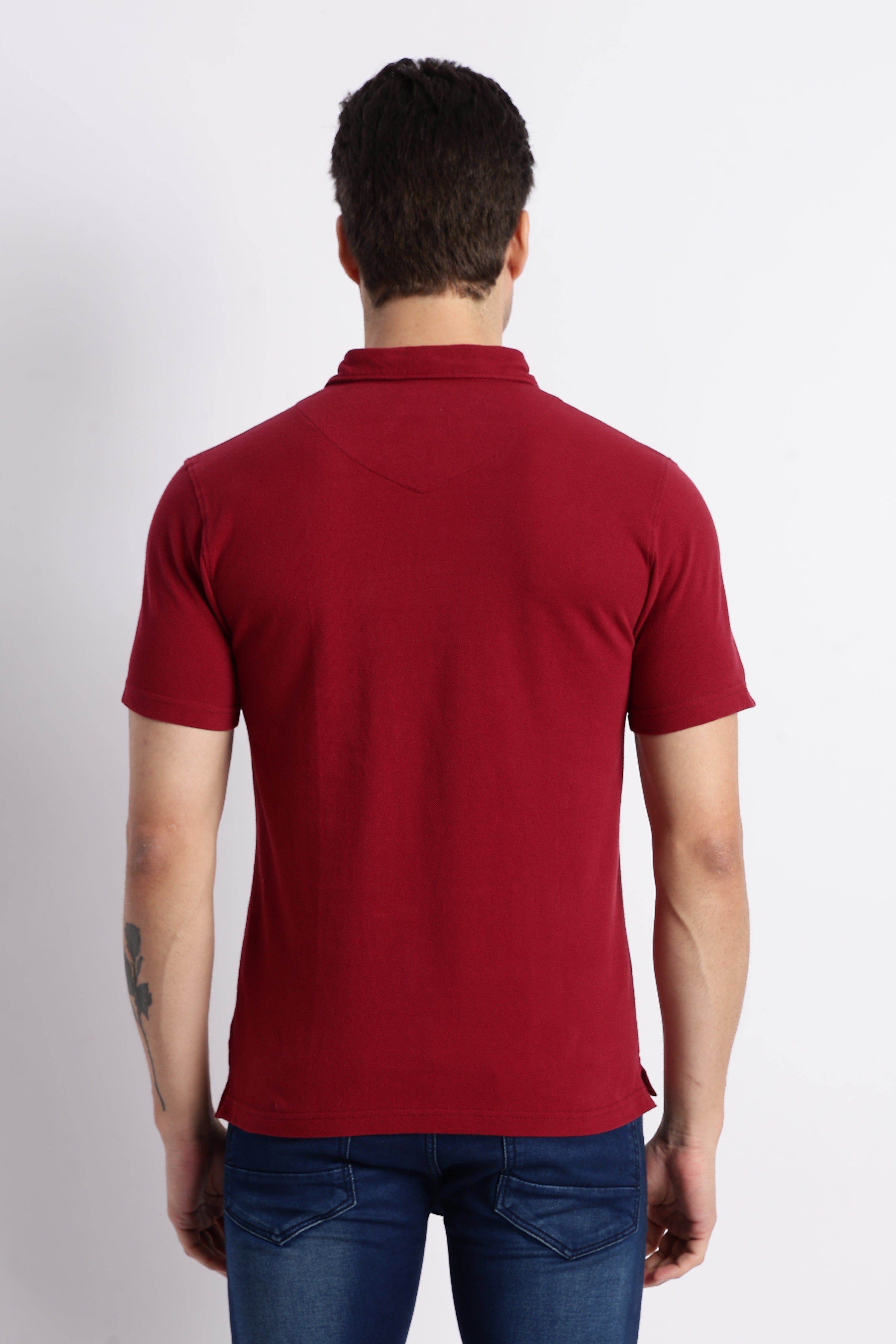 Maroon Cotton Polo T-Shirt for Men