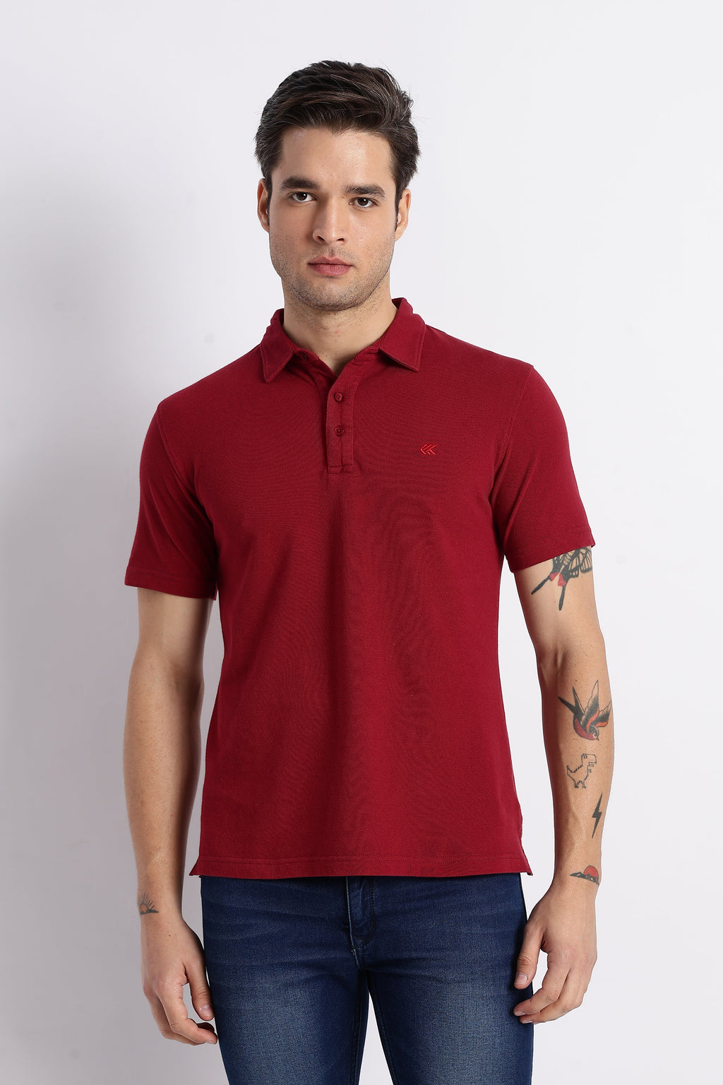 Maroon Cotton Polo T-Shirt for Men