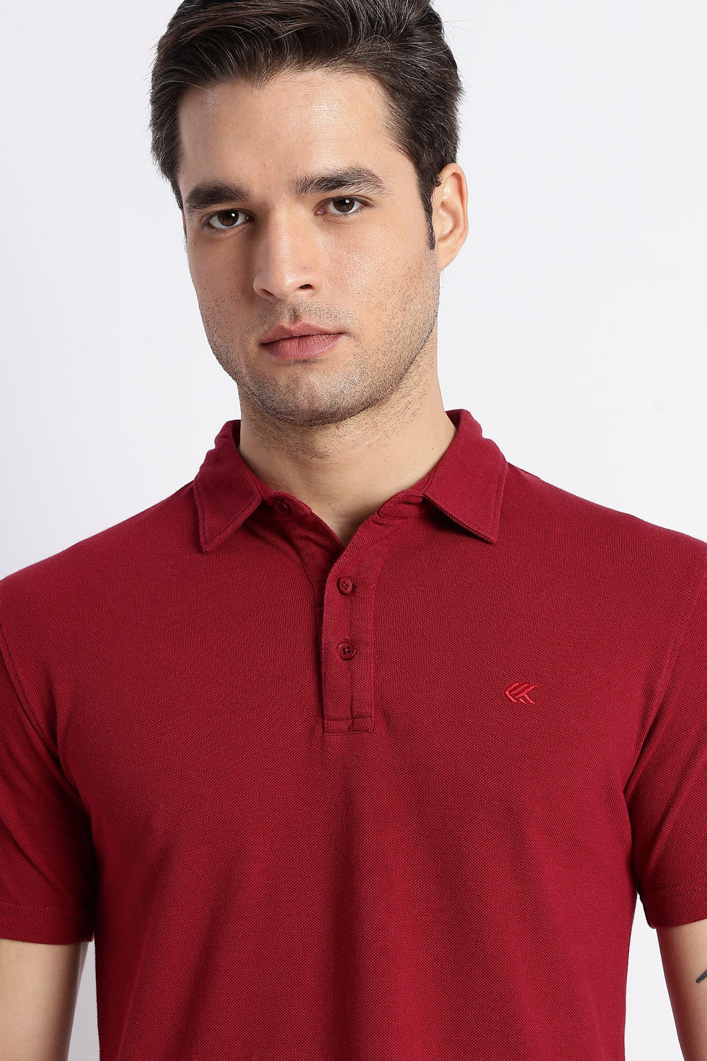 Maroon Cotton Polo T-Shirt for Men