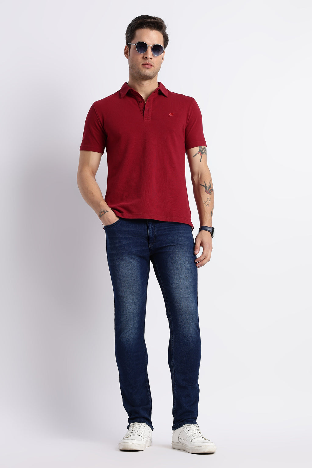Maroon Cotton Polo T-Shirt for Men