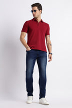 Maroon Cotton Polo T-Shirt for Men