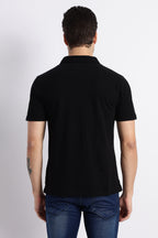 Black Cotton Polo T-Shirt for Men