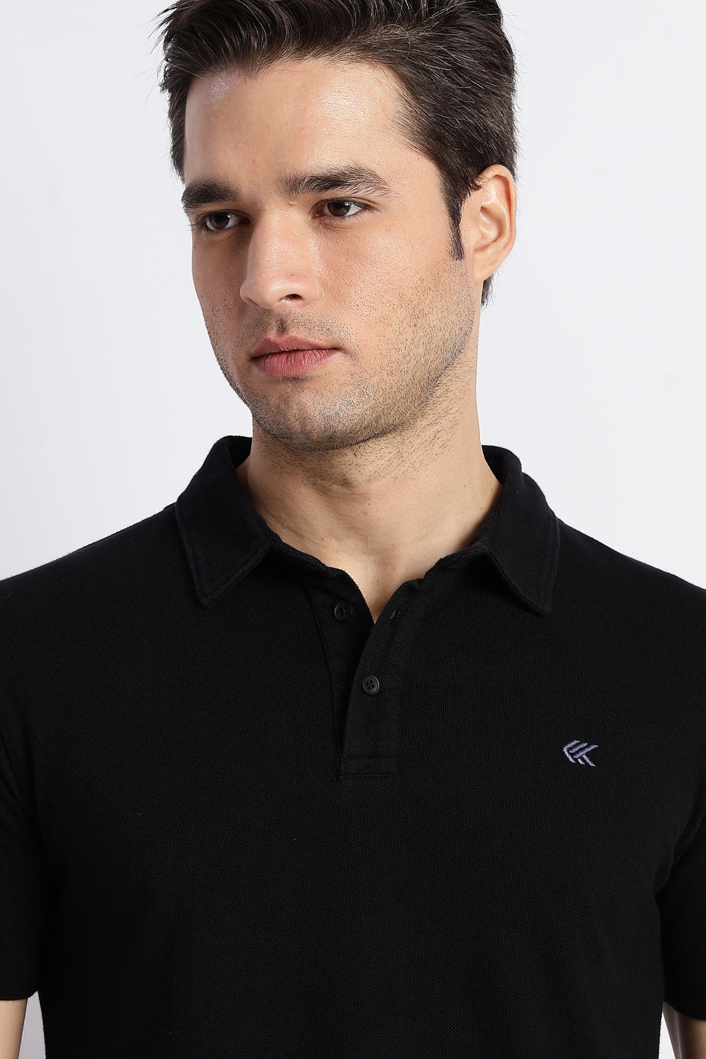 Black Cotton Polo T-Shirt for Men