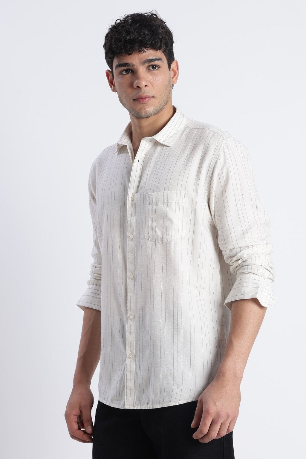 Ivory Stripe Casual Shirt