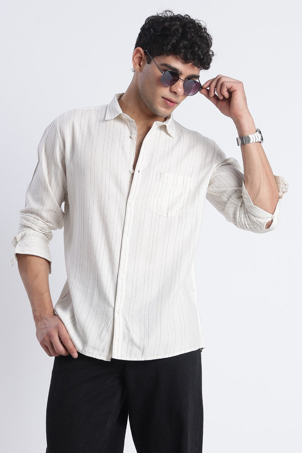 Ivory Stripe Casual Shirt