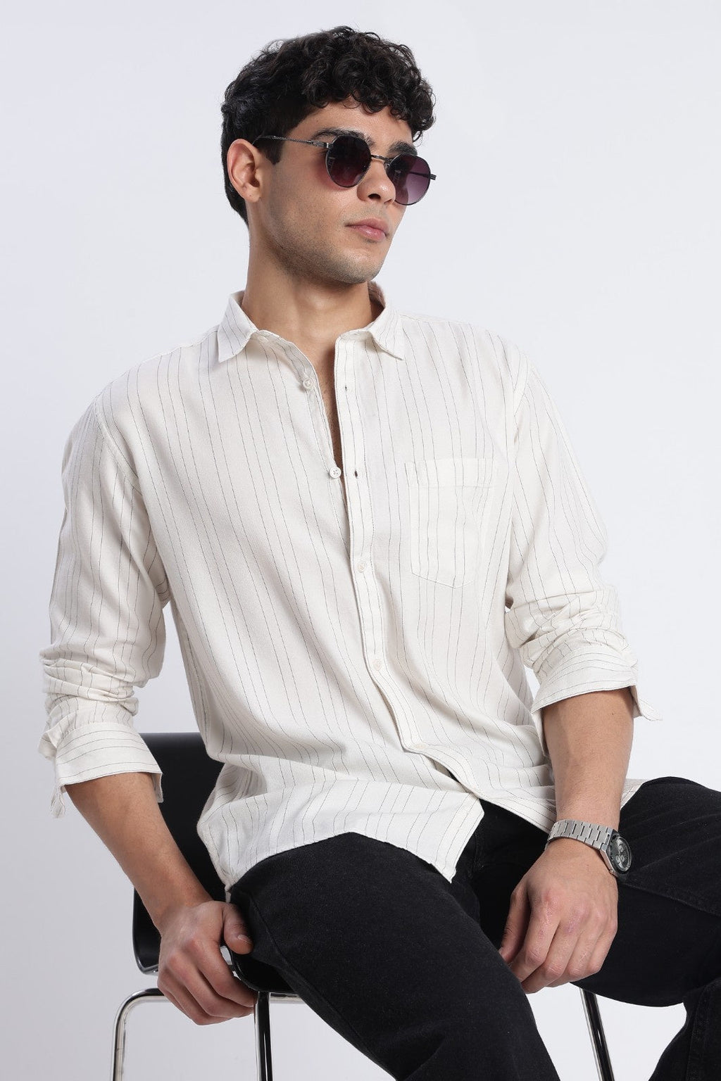 Ivory Stripe Casual Shirt