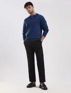 Men's Ottoman Rib Knit Deep Blue Polo Vellure