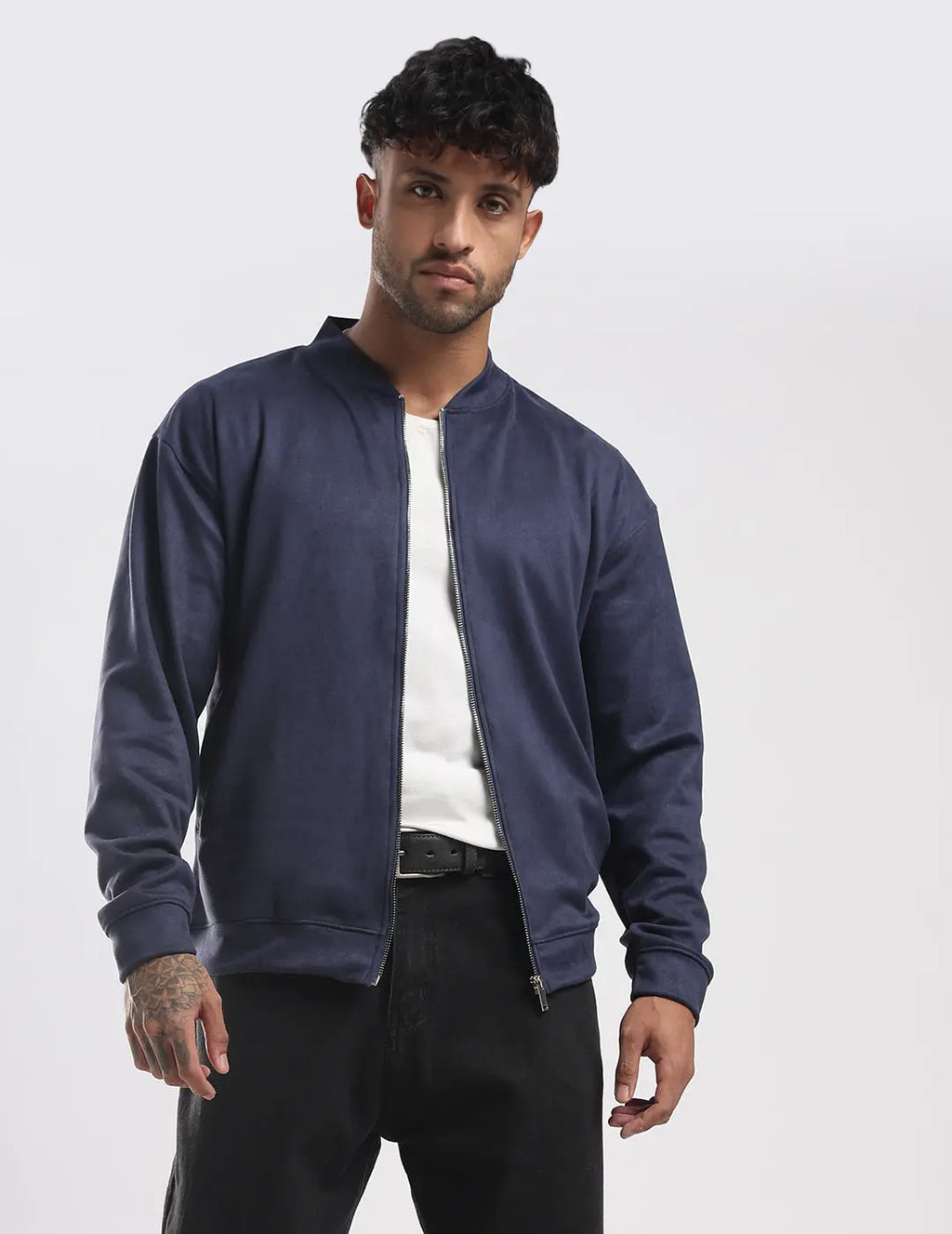 Men's Monaco Night Suede Bomber Zipper Jacket Vellure