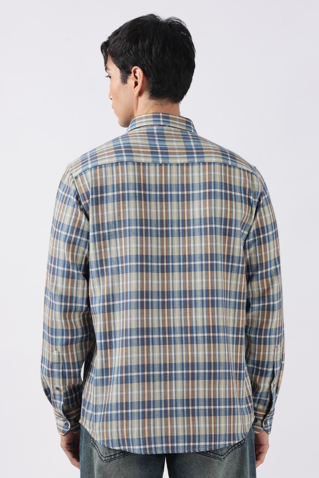 Multicolor Plaid Waffle Casual Shirt
