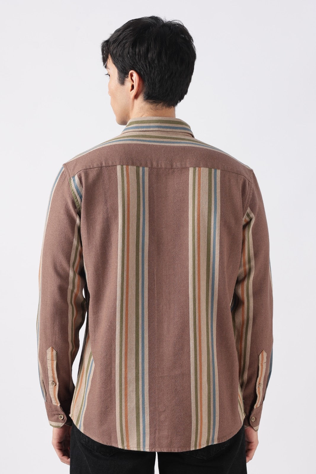 Taupe Brown Herringbone Casual Shirt Uri