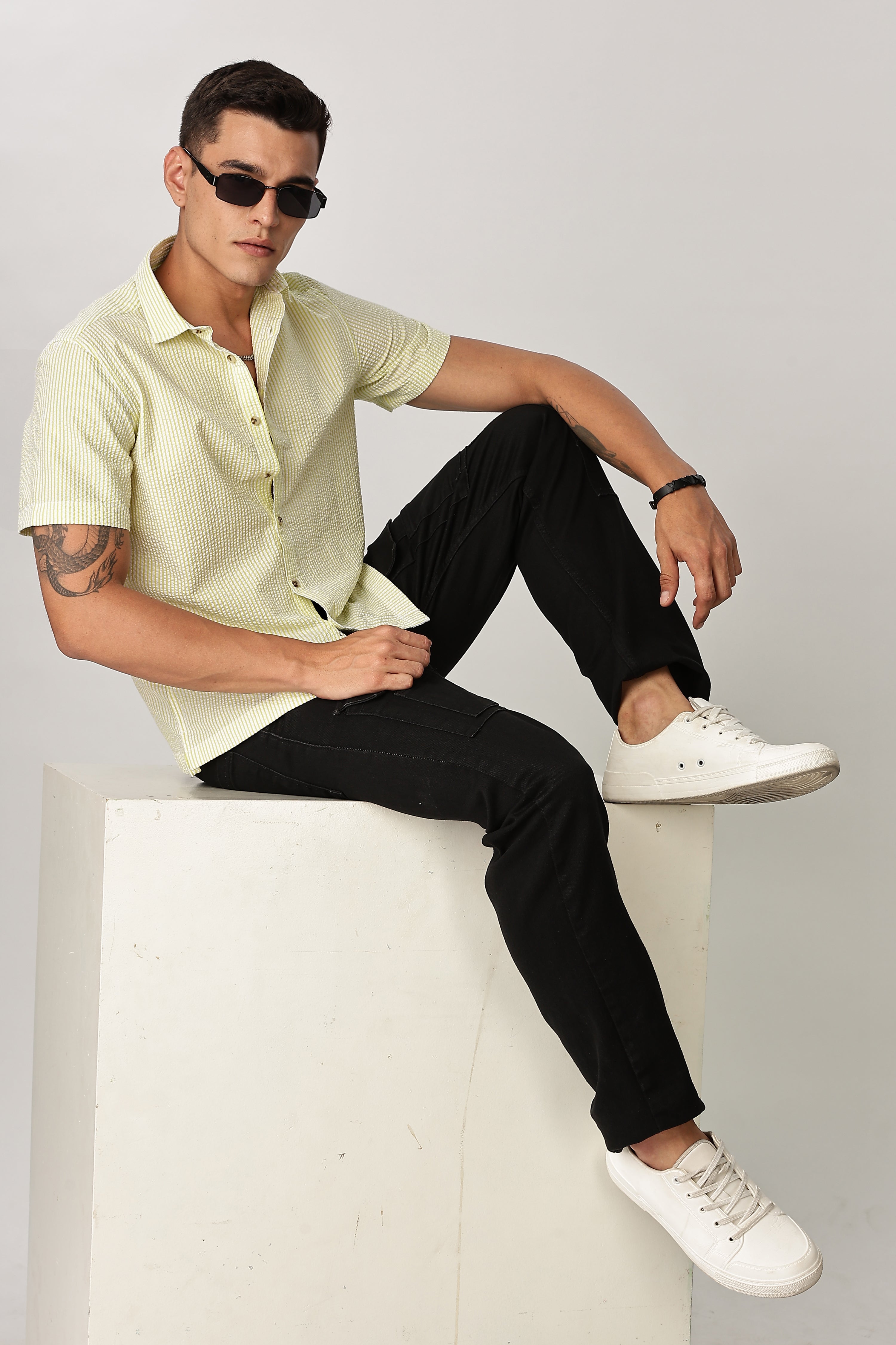 Uri Butter Yellow Seersucker Shirt Uri