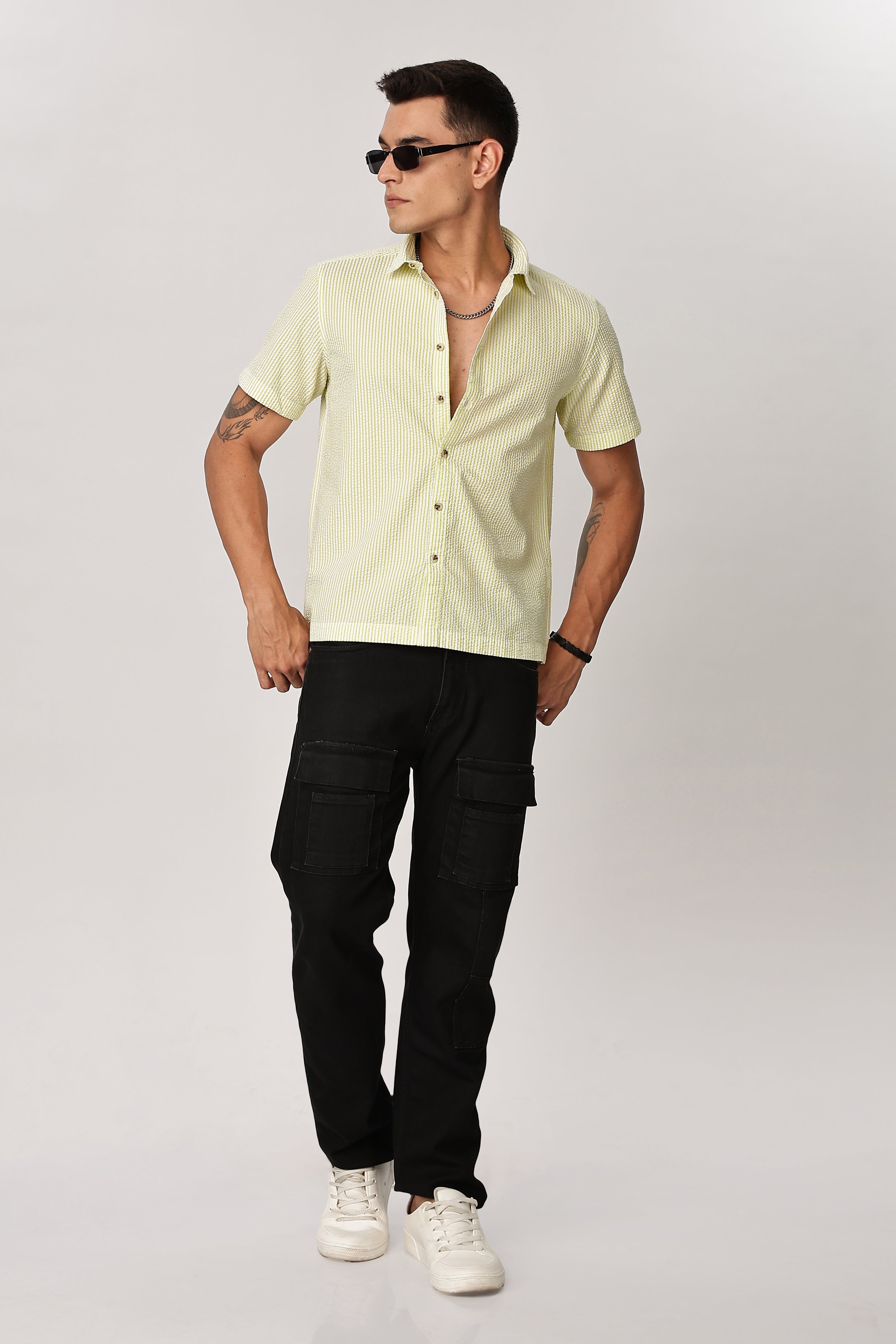 Uri Butter Yellow Seersucker Shirt Uri