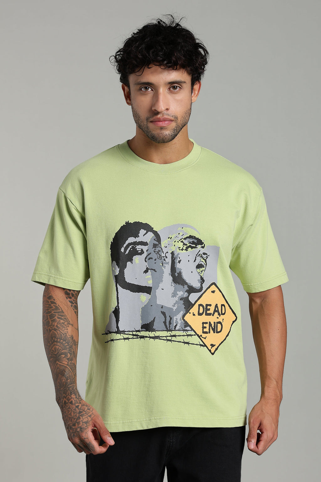 Green Dead End Oversized Printed T-shirt