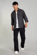 Navy Blue Checked Shacket