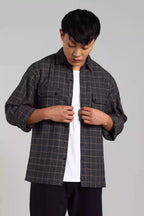 Navy Blue Checked Shacket