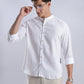 Kyoto Linen Mandarin Shirt in Yuki White