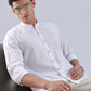 Kyoto Linen Mandarin Shirt in Yuki White