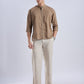Kyoto Linen Mandarin Shirt in Mocha Dust