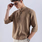 Kyoto Linen Mandarin Shirt in Mocha Dust