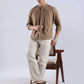 Kyoto Linen Mandarin Shirt in Mocha Dust