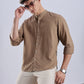 Kyoto Linen Mandarin Shirt in Mocha Dust