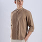 Kyoto Linen Mandarin Shirt in Mocha Dust