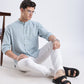 Kyoto Linen Mandarin Shirt in Shibuya Blue